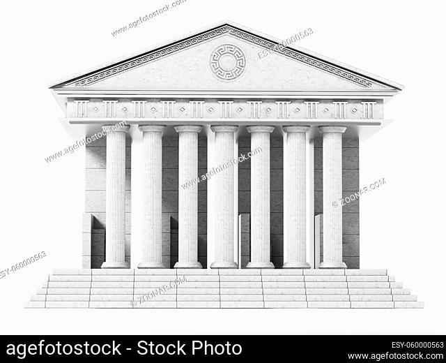 Old Greek temple isolated on white background. 3D illustration