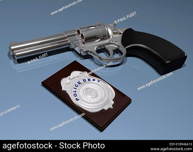 Police badge and gun