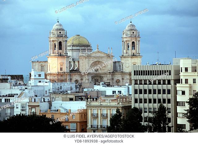 Partial view of the Cathedral of Cadiz, Spain, Europe