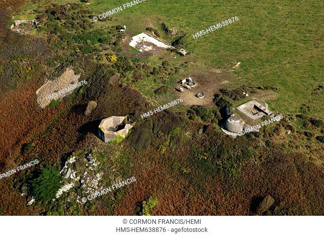France, Manche, Auderville, La Roche, German battery aerial view