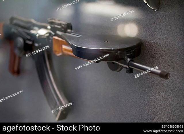 Machine gun - russian weapon, automatic rifle, close up