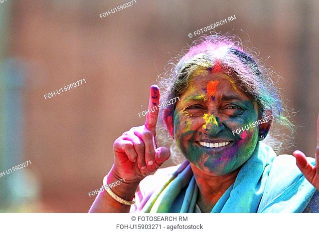 woman, festival, female, old, india, holi