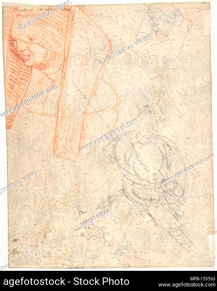Head of a Woman and Sketch of a Figure (?). Artist: Anonymous, German, 16th century; Date: 16th century; Medium: Red chalk