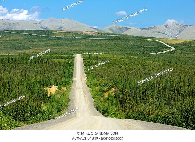 Dempster Highway, gravel road, at sunset, Dempster Highway, Yukon, Canada