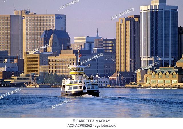 Ferry boat in harbour, Purdy's Wharf, Halifax, Nova Scotia, Canada