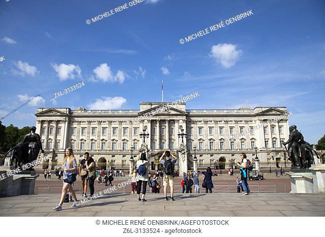 Buckingham Palace in London England headquarters of the monarch of the United Kingdom