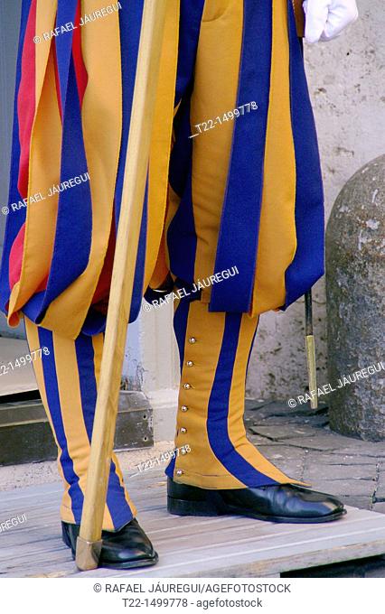 Rome Vatican City  Italy  Boots of the Pontifical Swiss Guards in St  Peter's Square in Vatican City in Rome