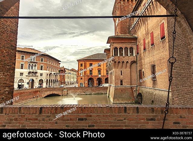 FERRARA, ITALY: Medieval castle of Ferrara the historical Italian city