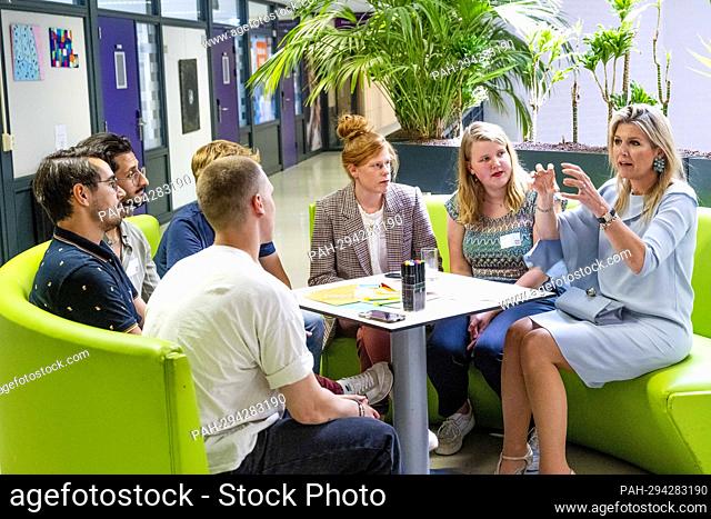 Queen Maxima of The Netherlands at the Nova College in Beverwijk, on June 22, 2022, for a workvisit in the context of pupil and student welfare Photo: Albert...