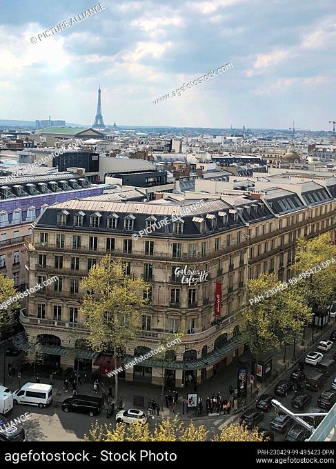 PRODUCTION - 18 April 2023, France, Paris: View from the center over the city in the direction of the Eiffel Tower. (to dpa: ""Parisians are drawn to the...