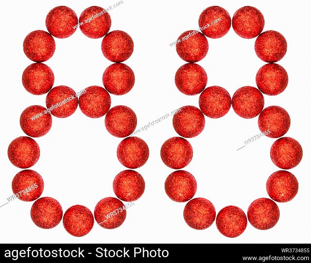 Numeral 88, eighty eight, from decorative balls, isolated on white background