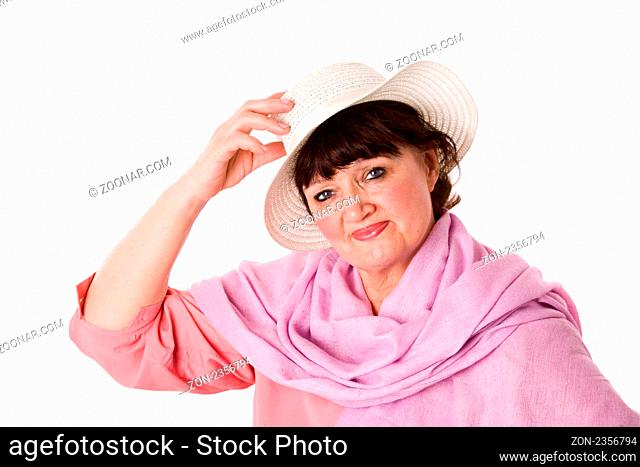 Portrait of cheerful mature woman isolated on white
