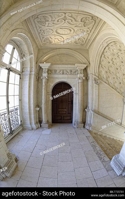 Chateau de Serrant, Staircase, Saint-Georges-sur-Loire, Pays de la Loire, France, Europe