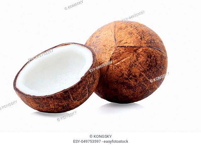 Group of fresh coconuts isolated on white background clipping path