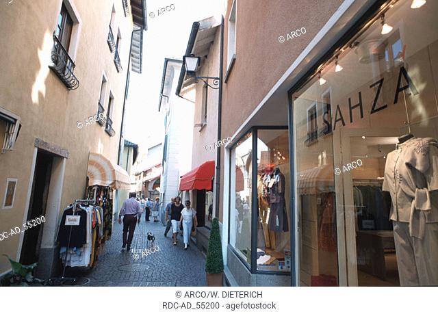 Lane with shops Ascona Ticino Switzerland