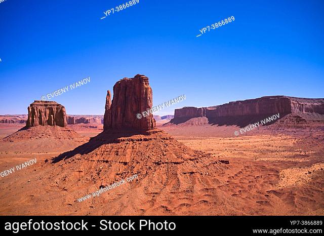 West Mitten Butte, The Mittens and Merrick Butte In Monument Valley, Arizona