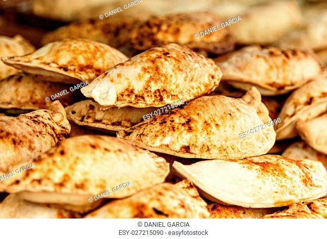 Pasties on a traditional craftsman market.Horizontal image