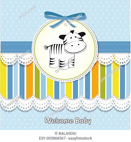 childish greeting card with zebra