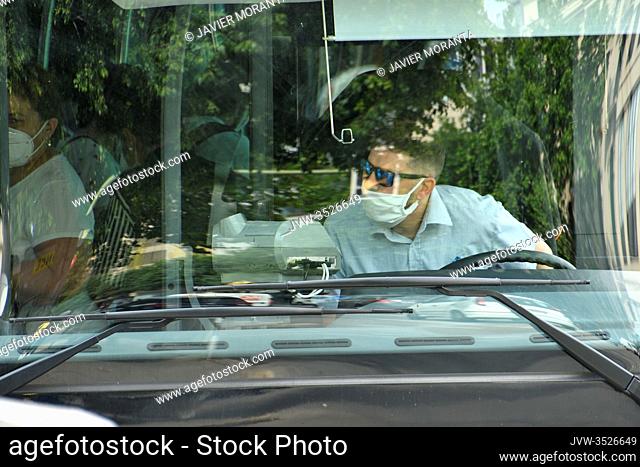 Bus driver with mask, Palma de Mallorca, Spain