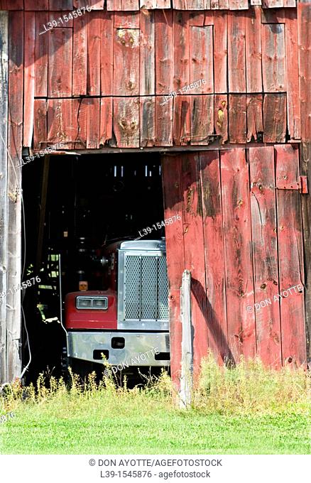Truck in a barn in Sunderland, Massachusetts, USA