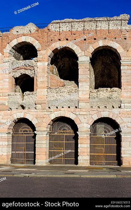 The roman amphitheatre of Verona, also called arena. Famous for its opera festival