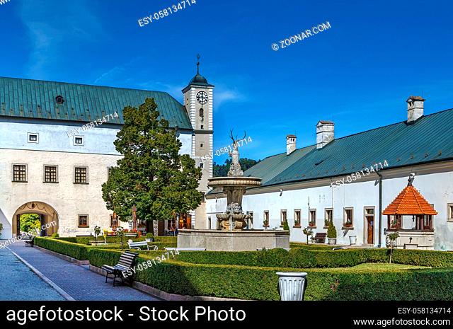 Cerveny Kamen Castle is a 13th-century castle in southwestern Slovakia. Courtyard of the castle