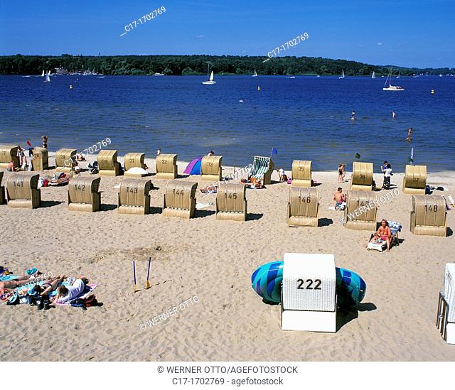 Germany, Berlin, Spree, Capital of Germany, Berlin-Wannsee, Grosser Wannsee, Greater Wannsee, Havel, Havel bight, Havel bay, Strandbad Wannsee, bathing beach