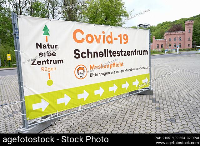18 May 2021, Mecklenburg-Western Pomerania, Prora: A rapid test center is set up on the grounds of the Natural Heritage Center in Prora on the island of Rügen
