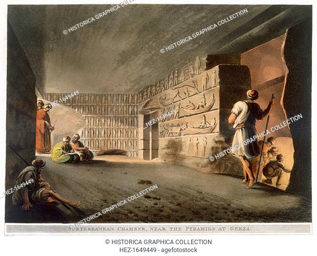 'Subterranean Chamber near the Pyramids at Giza', 1802. Plate 9 from Views in Egypt by Luigi Mayer