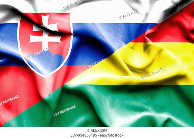 Waving flag of Bolivia and Slovak