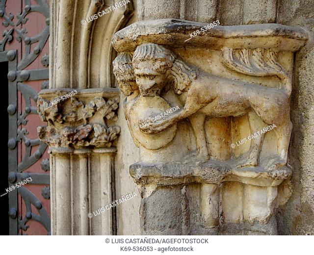 Detail of the Portico. Sta. Maria del Mar Church. Barcelona. Spain