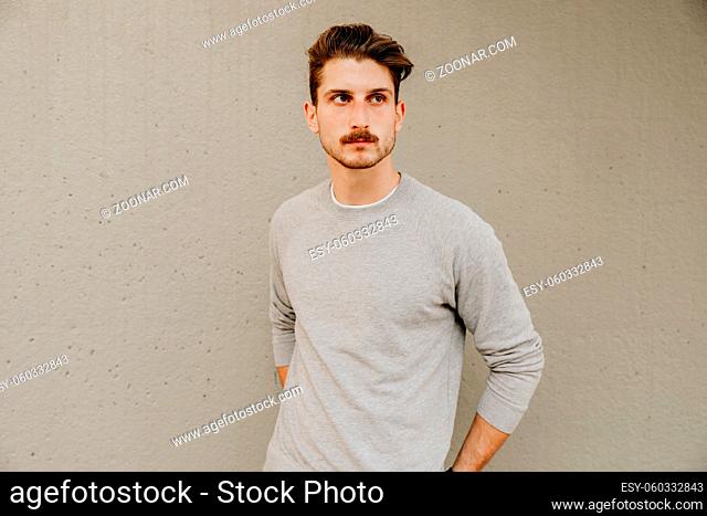 Young handsome bearded hipster man. High quality photo