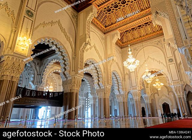 Casablanca, Hassan II Mosque, interior, Moorish architecture, Morocco, North Africa