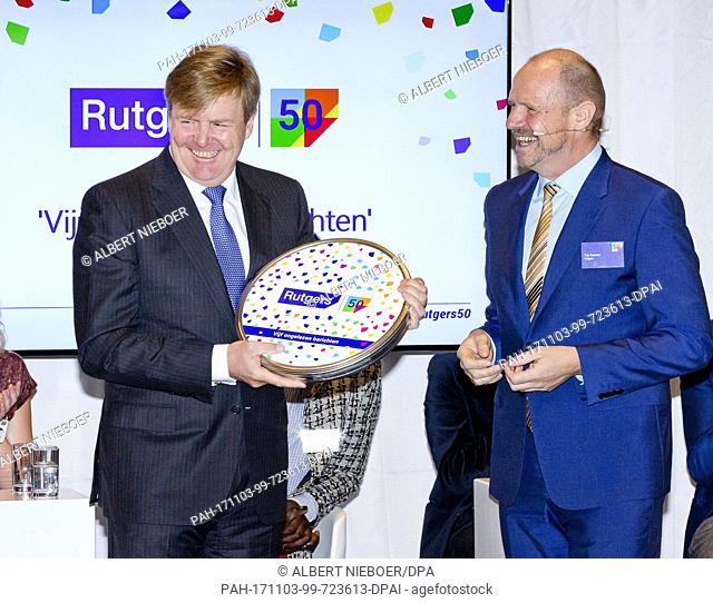 King Willem-Alexander of The Netherlands at the Nicolaikerk in Utrecht, on November 2, 2017, to attend the 50th anniversary of Rutgers
