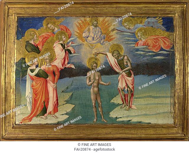 The Baptism of Christ (Predella Panel). Giovanni di Paolo (ca 1403-1482). Tempera on panel. Renaissance. 1454. Italy, School of Siena