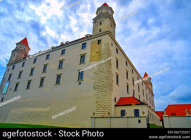 Medieval castle on the hill against the sky. Bratislava castle, Slovakia