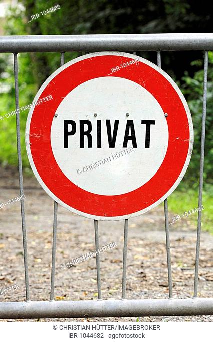 Sign Privat, Private on fence, Germany, Europe
