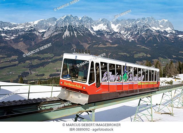 Hartkaiserbahn, funicular railway, Wilder Kaiser mountain range and region, Ellmau, Tyrol, Austria