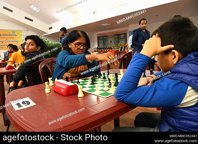 A state level BLITZ CHESS CONTEST at the state chess coaching centre hall at Agartala, capital of the northeastern state of Tripura, India