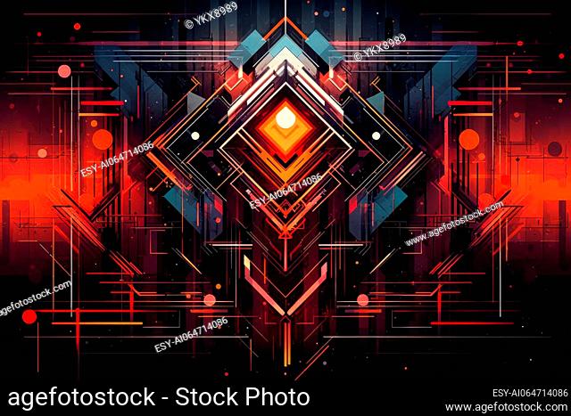 Geometric abstract cyberpunk design highlighting futuristic elements