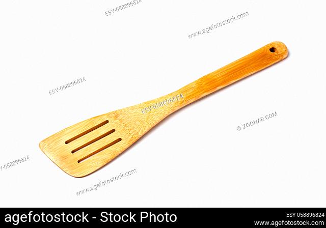 Bamboo spatula isolated on white background
