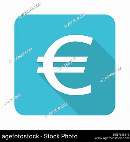 Vector square icon with euro symbol, isolated on white