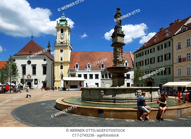 Slovak Republic, Slovakia, Bratislava, Capital City, Danube, Little Carpathians, Main Square, Hlavne namestie, Old Town Hall, Bratislava City Museum, baroque