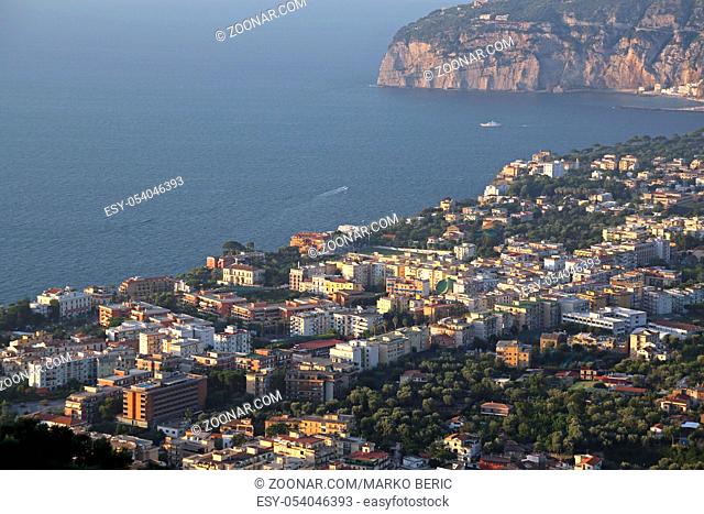 Aerial View of Sorrento Town Italy in Evening