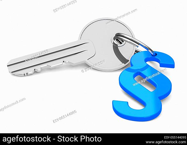 3d generated picture of a key and a blue paragraph sign