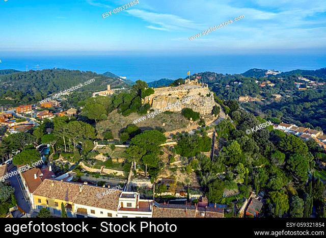 Remains of the castle above a promontory that dominates the village of Begur, province of Girona, Catalonia, northeastern Spain