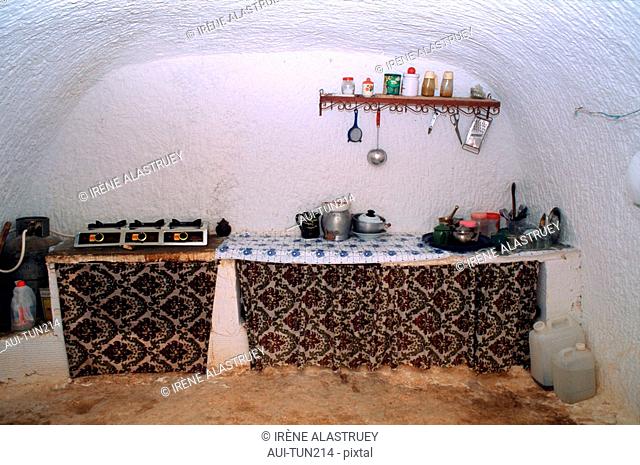 Tunisia - The South - Jebel Dahar Region - Matmata - troglodytic house - house interior