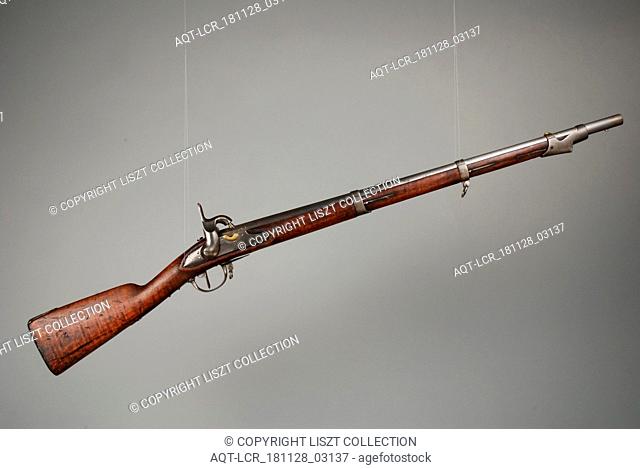 Sapper's gun M1815 or percussion rifle with ramrod and bayonet, used by the boys of the Reformed Orphanage, Rotterdam, rifle rifle percussion rifle rifle...