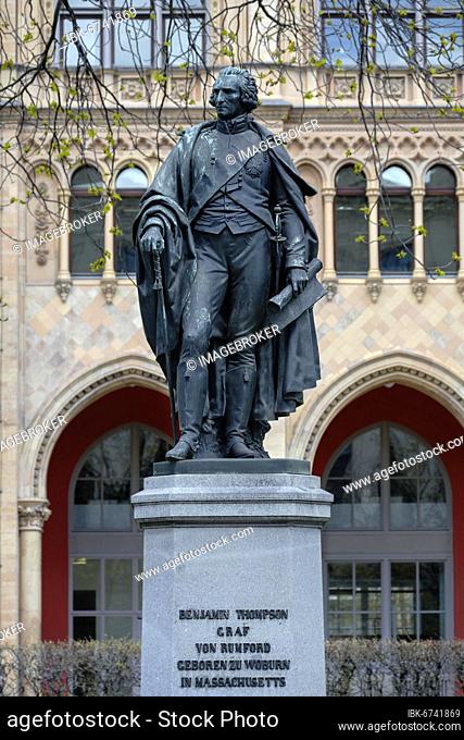 Monument to Sir Benjamin Thompson, Earl of Rumford, 1753-1814, officer, politician, experimentalist, weapons engineer and inventor, Munich, Upper Bavaria