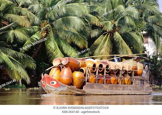 River transport on the Mekong River. Vietnam